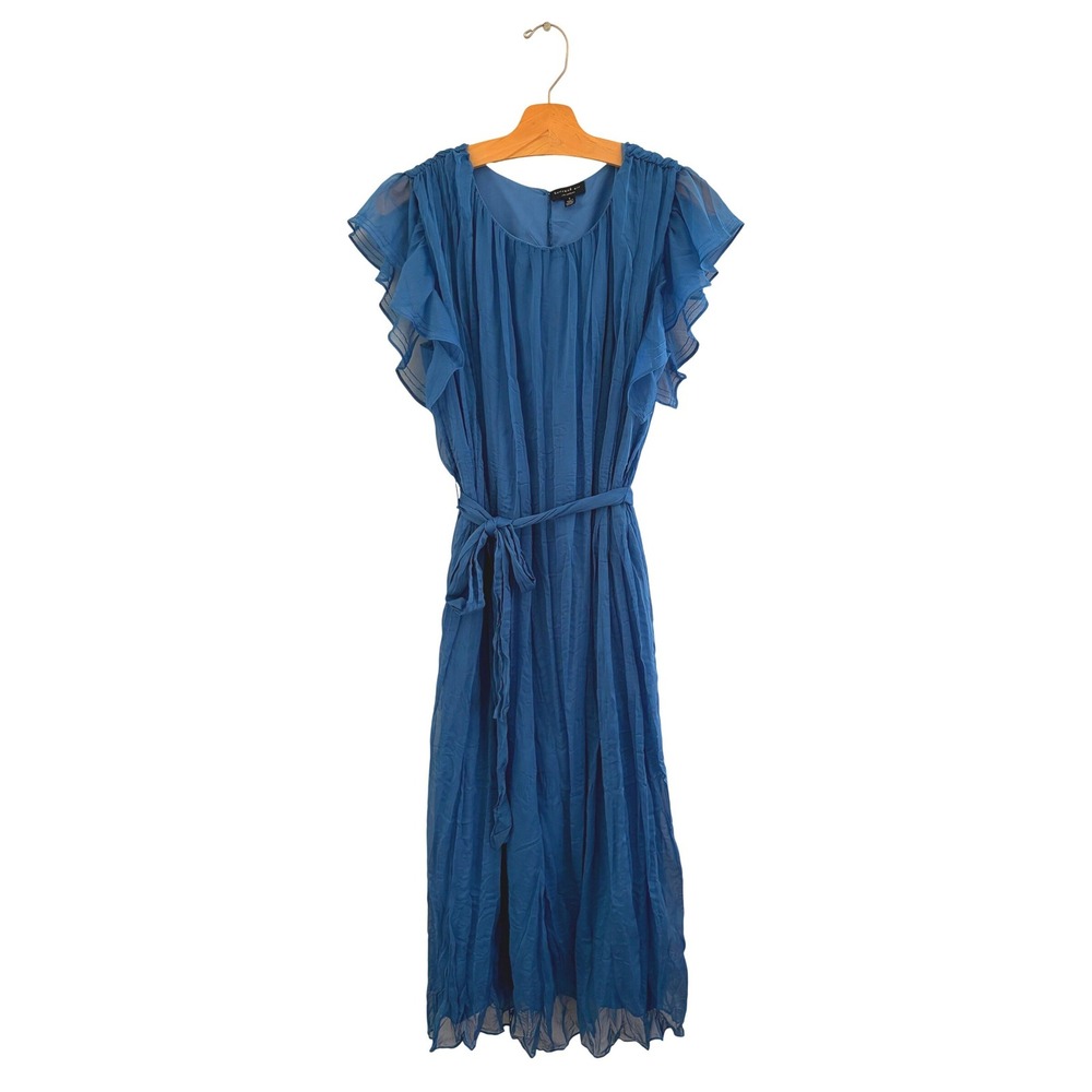 Current Air Anthropologie‎ Blue Pleated A-Line Midi Dress Small Whimsigoth